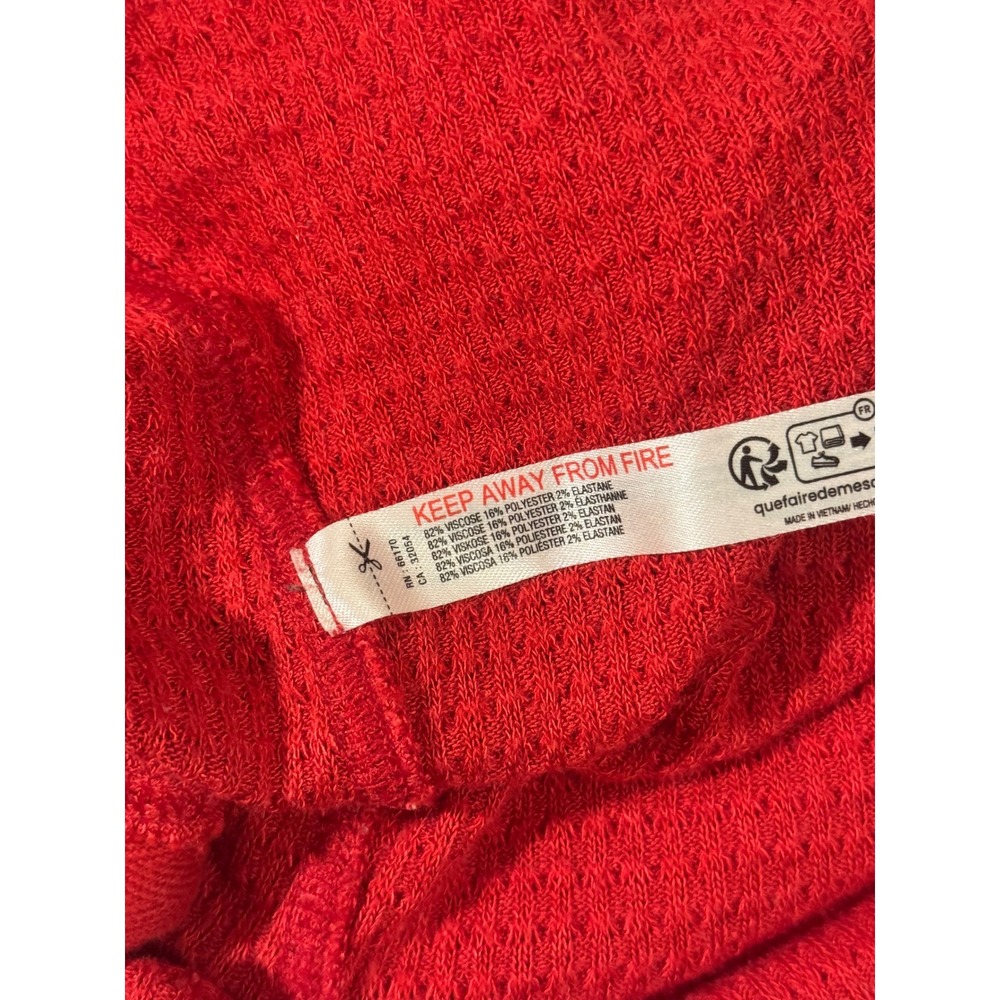 Intimately Free People Going Places Cardi Red Waffle Knit Snap Front Henley Top - Picture 7 of 9